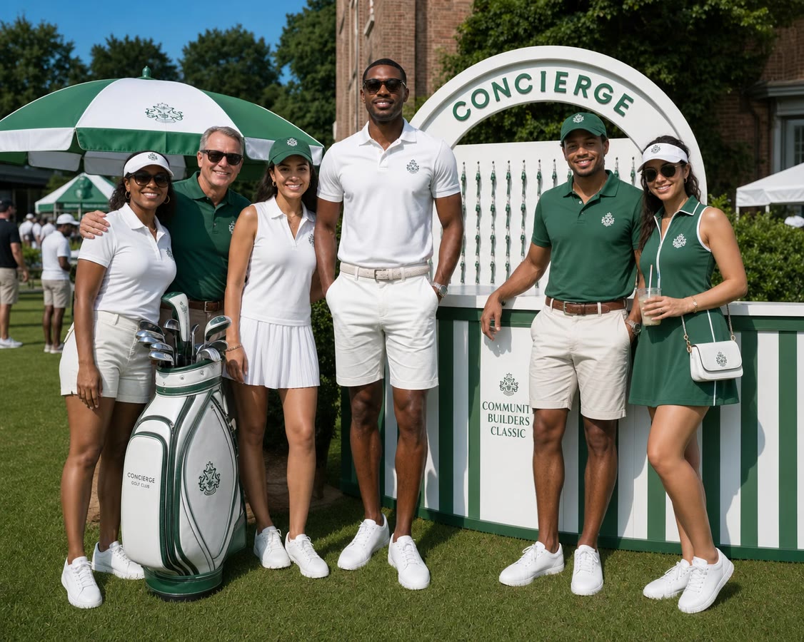 A group at the Community Builders Classic booth